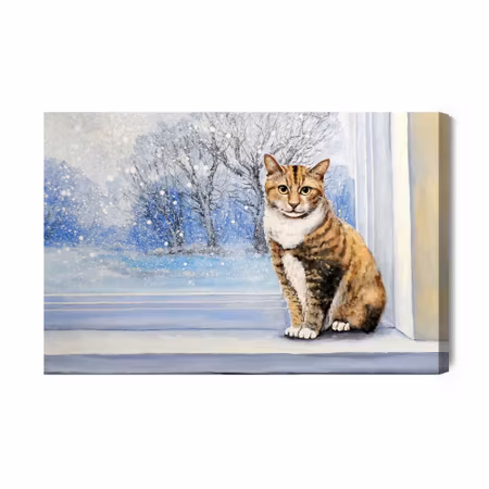 Canvastavla - Cat on the background of a winter