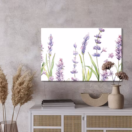 Canvastavla - Watercolor lavender flowers on a white