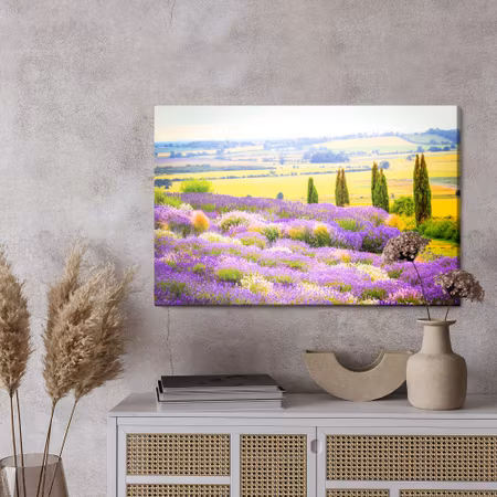 Canvastavla - Blooming lavender field with a 3d effect