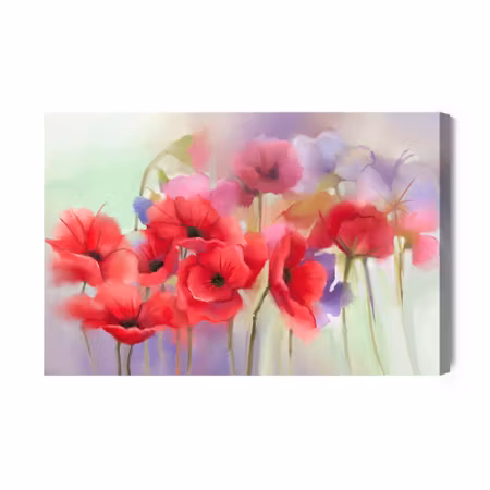 Canvastavla - Colorful poppies painted with watercolor