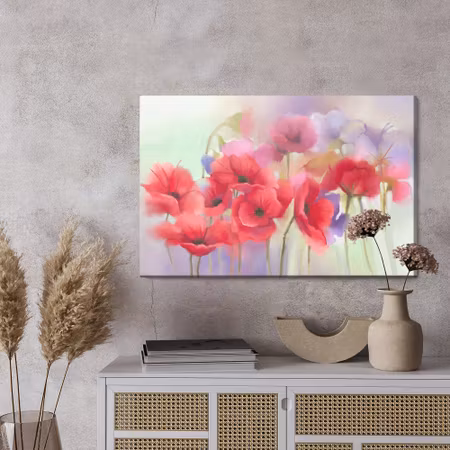 Canvastavla - Colorful poppies painted with watercolor
