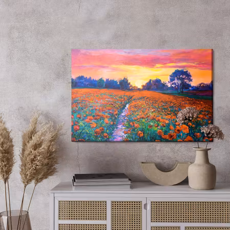 Canvastavla - A field of poppies as painted