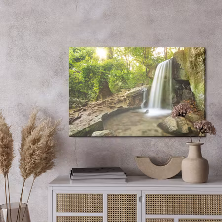 Canvastavla - Waterfall in the 3d forest