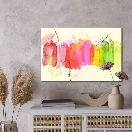 Canvastavla - Watercolor leaves with fall colors