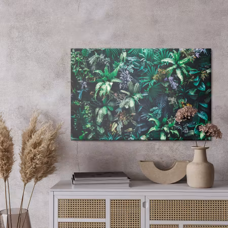 Canvastavla - A garden full of tropical leaves and