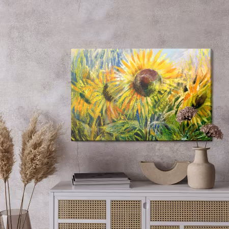 Canvastavla - Sunflowers as drawn