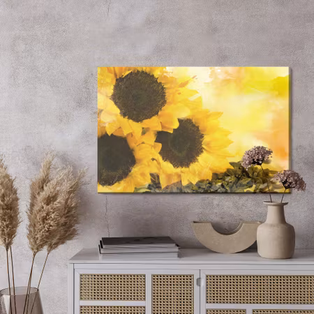Canvastavla - Flowers and sunflower seeds painted in
