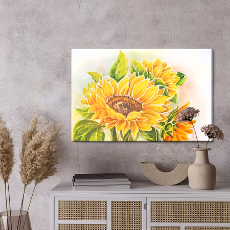 Canvastavla - Watercolor sunflower flowers
