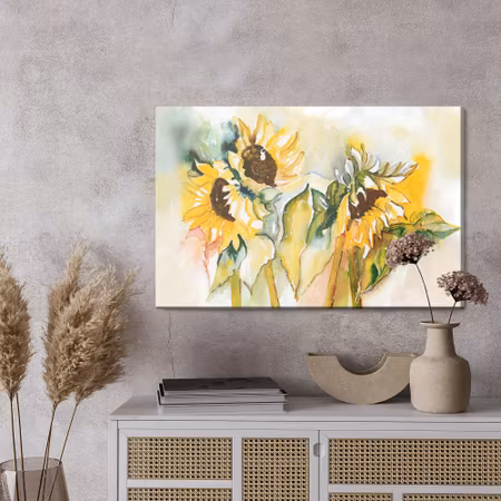 Canvastavla - Watercolor sunflowers