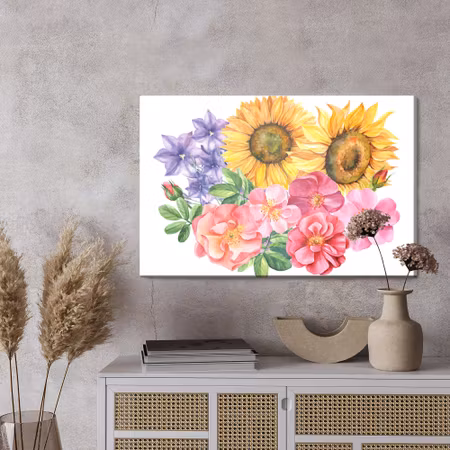 Canvastavla - Flower composition painted with