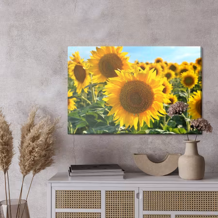 Canvastavla - 3d sunflower field