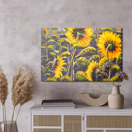 Canvastavla - Sunflower flowers as painted