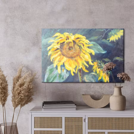 Canvastavla - Sunflower flowers as painted