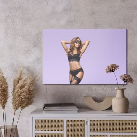 Canvastavla - A woman in a mask and sexy lingerie