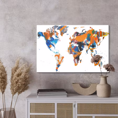 Canvastavla - World map - graffiti