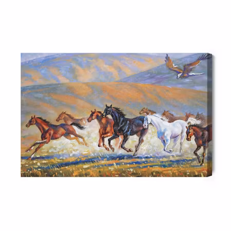 Canvastavla - Horses galloping in the mountains