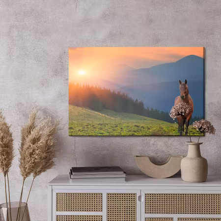 Canvastavla - Horse on the background of the sunset