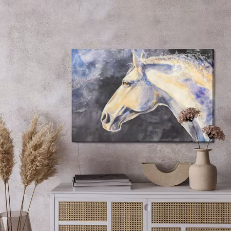 Canvastavla - A light horse on a dark background