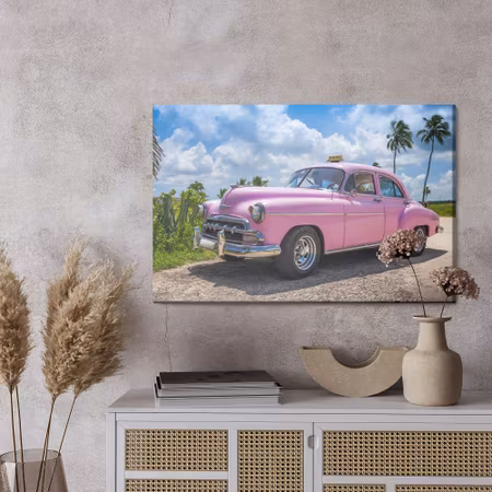 Canvastavla - Pink vintage car