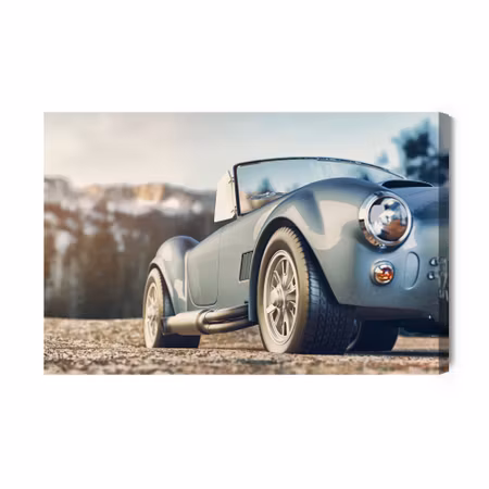Canvastavla - Classic car on a background of mountains