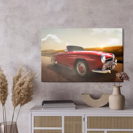 Canvastavla - Red car in motion