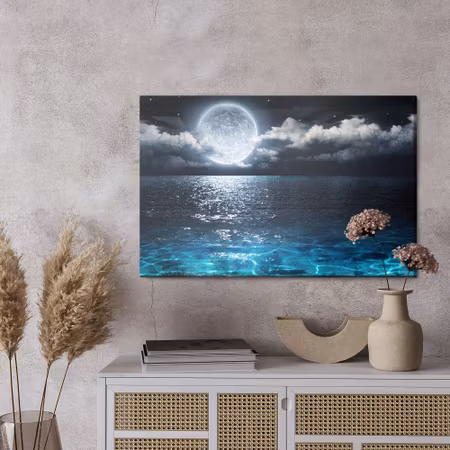 Canvastavla - Sea at night with the moon