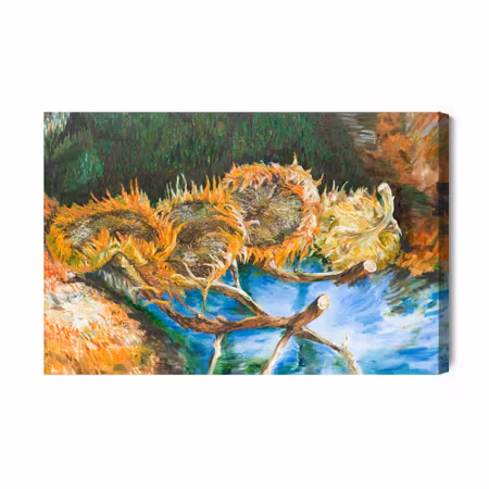Canvastavla - Four sunflowers as painted
