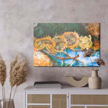 Canvastavla - Four sunflowers as painted