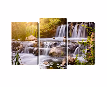 Canvastavla - Waterfall at sunset