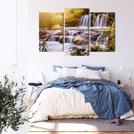 Canvastavla - Waterfall at sunset