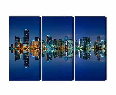 Canvastavla - Panorama of miami by night