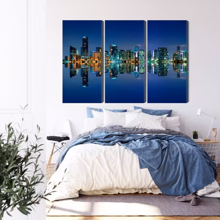 Canvastavla - Panorama of miami by night