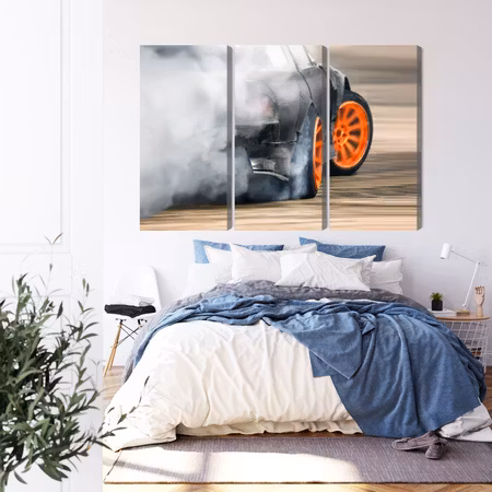 Canvastavla - Drifting car in a puff of smoke