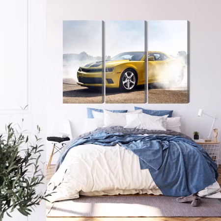 Canvastavla - 3d drifting yellow car