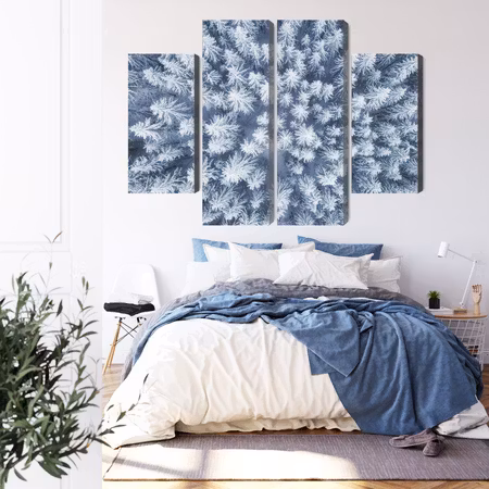 Canvastavla - Aerial view of the winter forest