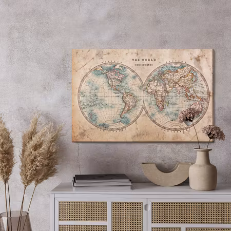 Canvastavla - Old world map in retro style