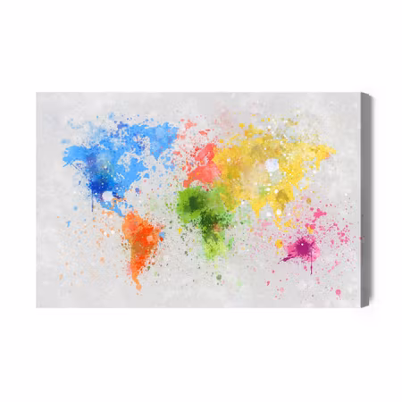 Canvastavla - Colorful world map painted in watercolor