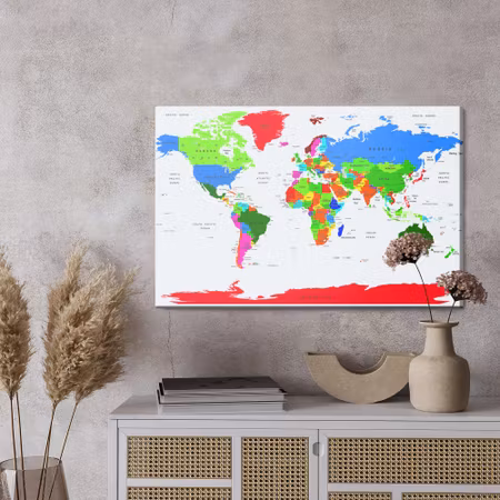 Canvastavla - Colorful world political map