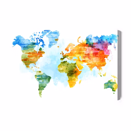 Canvastavla - Multicolored map painted with watercolor