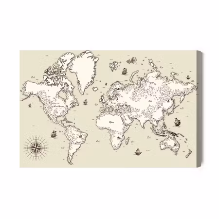 Canvastavla - Old world map