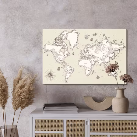 Canvastavla - Old world map