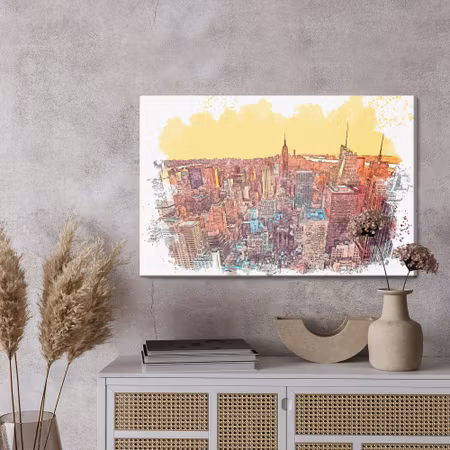 Canvastavla - Colorful new york skyscrapers as painted