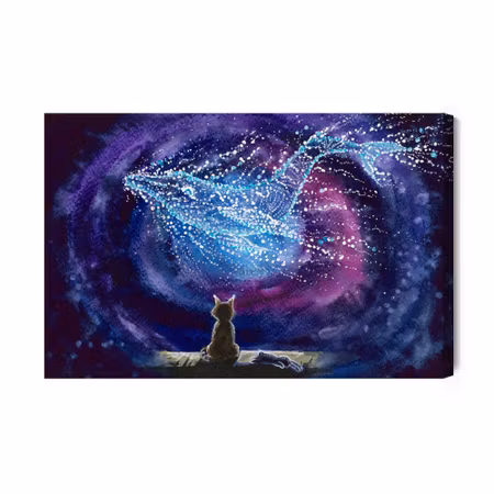 Canvastavla - Cat on the background of an abstract