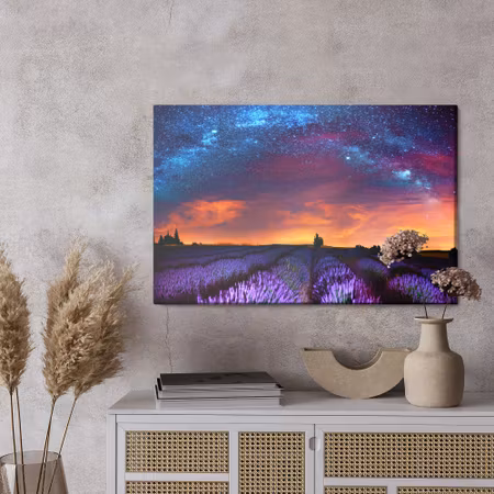 Canvastavla - Lavender field on a starry night