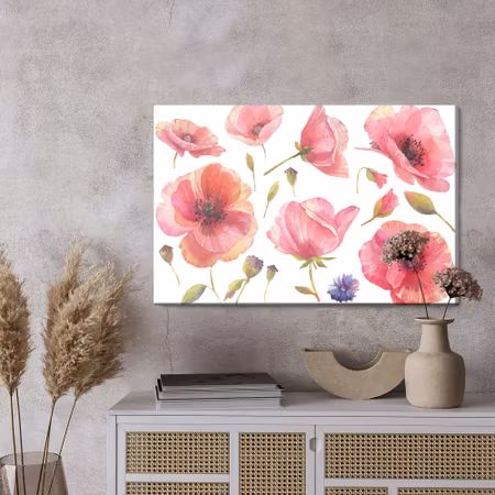 Canvastavla - Wild poppies painted in watercolor