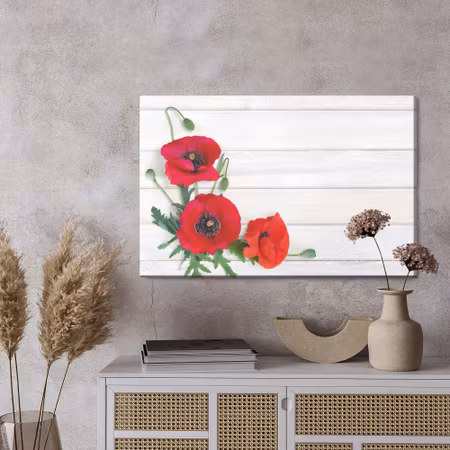 Canvastavla - Red poppies on a background of light