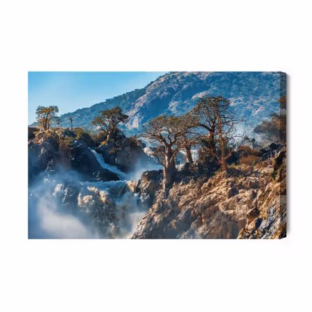 Canvastavla - Trees at the waterfall