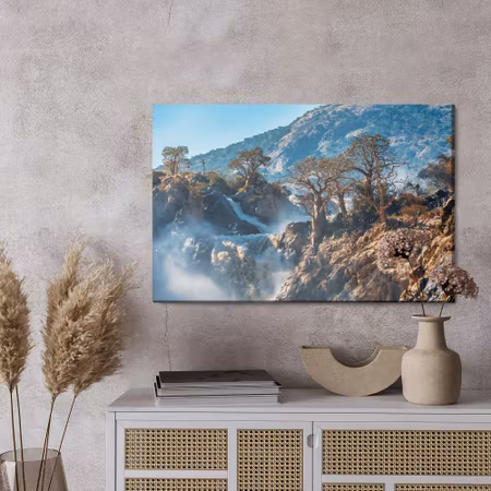 Canvastavla - Trees at the waterfall