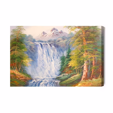 Canvastavla - A waterfall in the mountains as painted