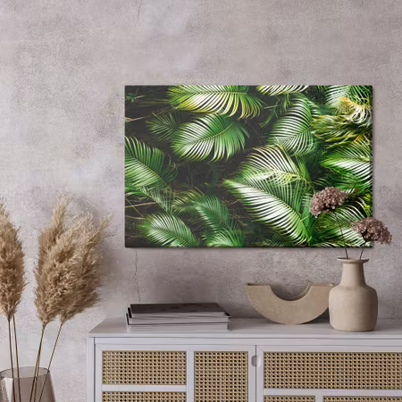 Canvastavla - Green palm leaves
